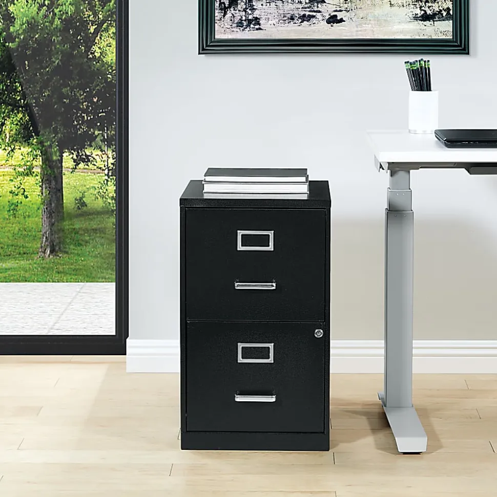 Office Star™ 20"D Vertical 2-Drawer Locking File Cabinet, Black