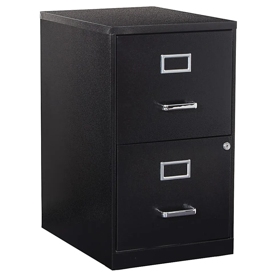 Office Star™ 20"D Vertical 2-Drawer Locking File Cabinet, Black