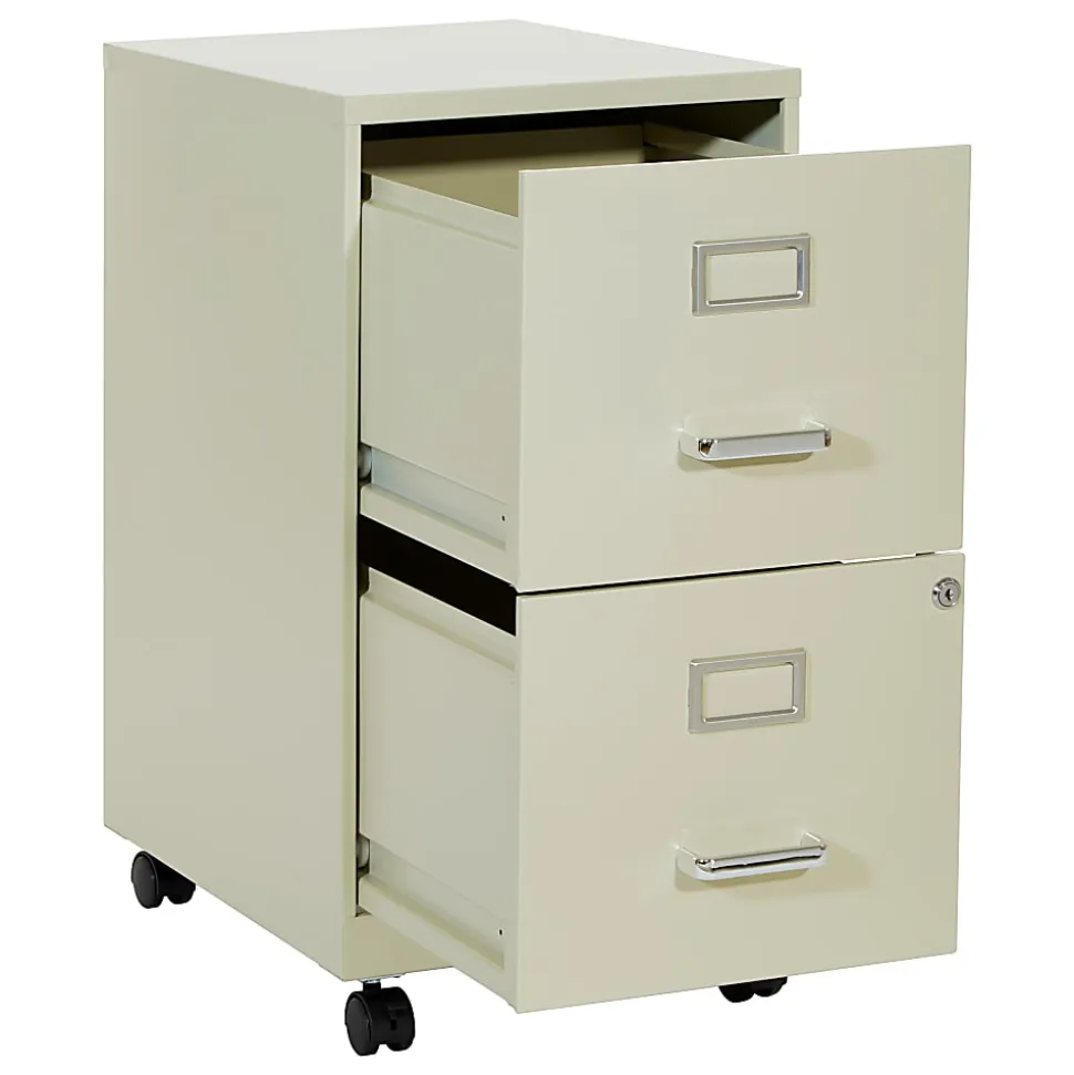 Office Star™ 20"D Vertical 2-Drawer Mobile Locking File Cabinet, Tan