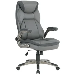 Office Star™ Ergonomic Leather High-Back Executive Office Chair, Charcoal/Titanium