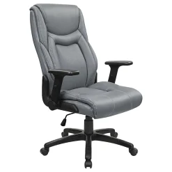 Office Star™ Ergonomic Leather High-Back Executive Office Chair, Gray/White