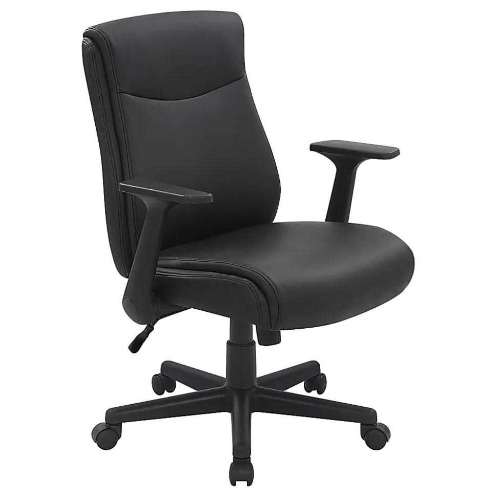 Office Star™ Executive Ergonomic Faux Leather Mid-Back Manager’s Chair, Black