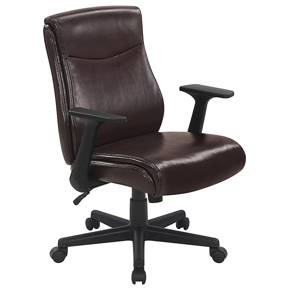 Office Star™ Executive Ergonomic Faux Leather Mid-Back Manager’s Chair, Chocolate