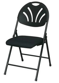 Office Starâ„¢ Fan-Back Stackable Folding Chairs, Black, Set Of 4