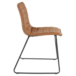 Office Star Halo Faux Leather Stacking Chairs, Sand/Black, Set Of 2 Chairs