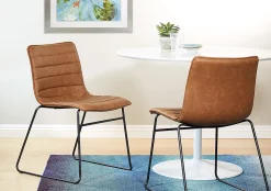 Office Star Halo Faux Leather Stacking Chairs, Sand/Black, Set Of 2 Chairs