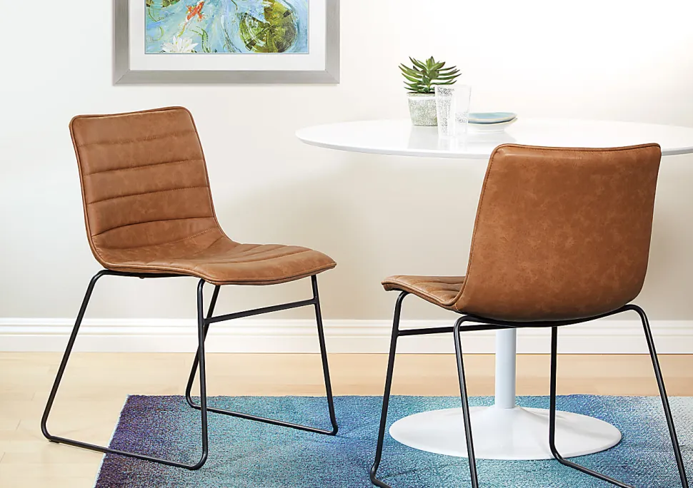 Office Star Halo Faux Leather Stacking Chairs, Sand/Black, Set Of 2 Chairs