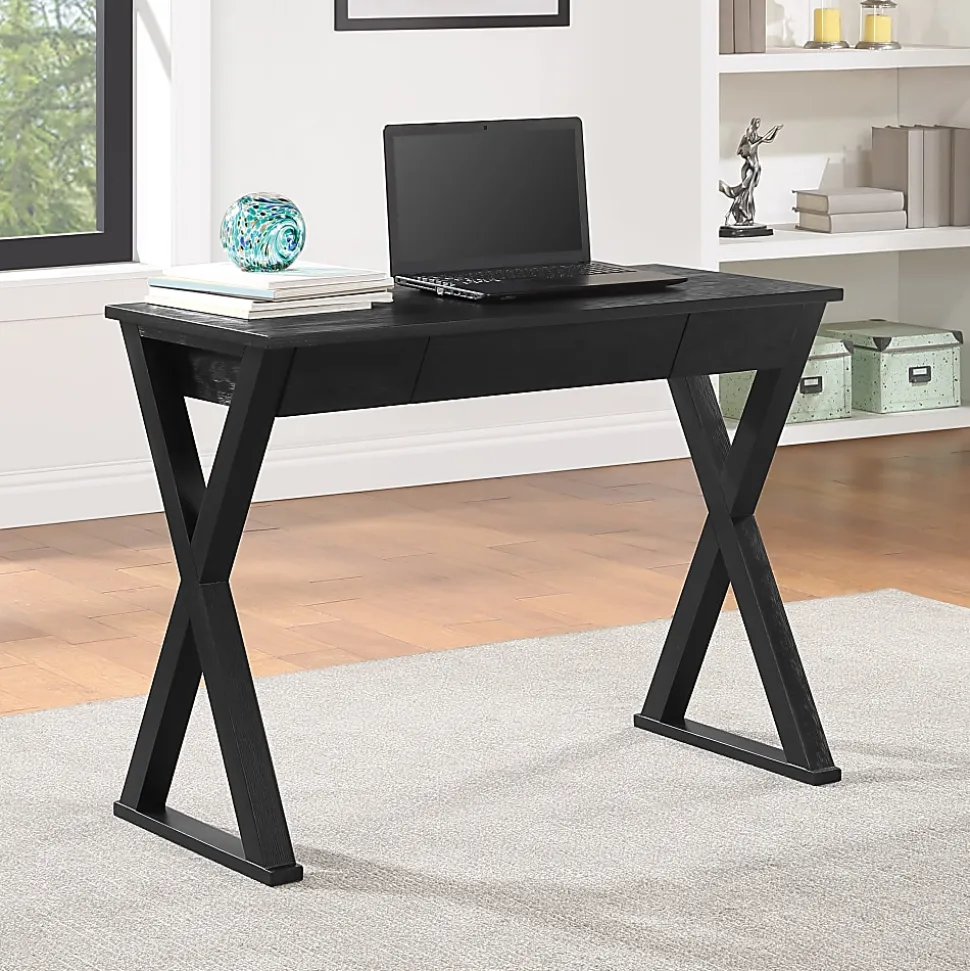 Office Star Marna 40"W Writing Desk With Drawer, Black