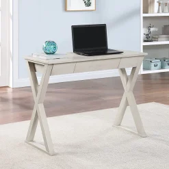 Office Star Marna 40"W Writing Desk With Drawer, Weathered White