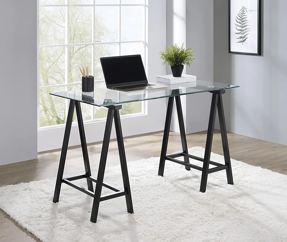 Office Star™ Middleton 47"W Writing Desk, Clear/Black