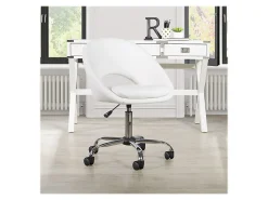 Office Star Milo Mid-Back Office Chair, White/Chrome