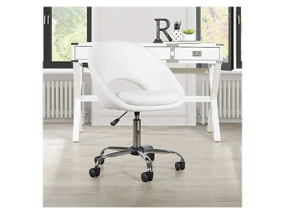 Office Star Milo Mid-Back Office Chair, White/Chrome