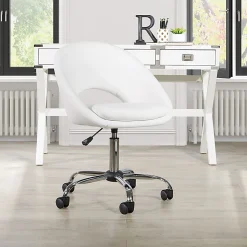 Office Star Milo Mid-Back Office Chair, White/Chrome