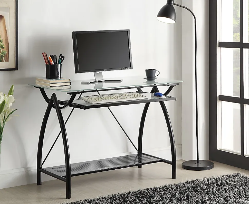 Office Star™ Newport 40"W Computer Desk, Clear/Black
