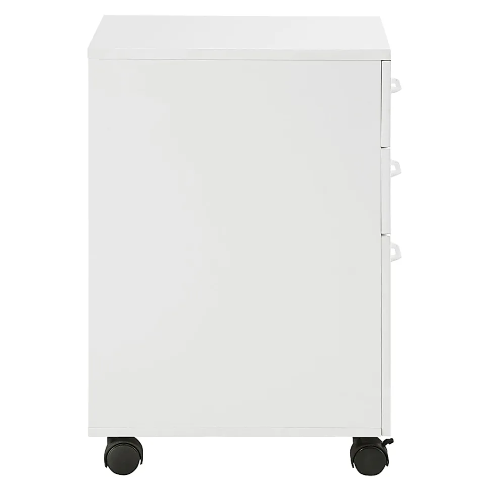 Office Star Prado 18"D Vertical 3-Drawer Mobile File Cabinet, White