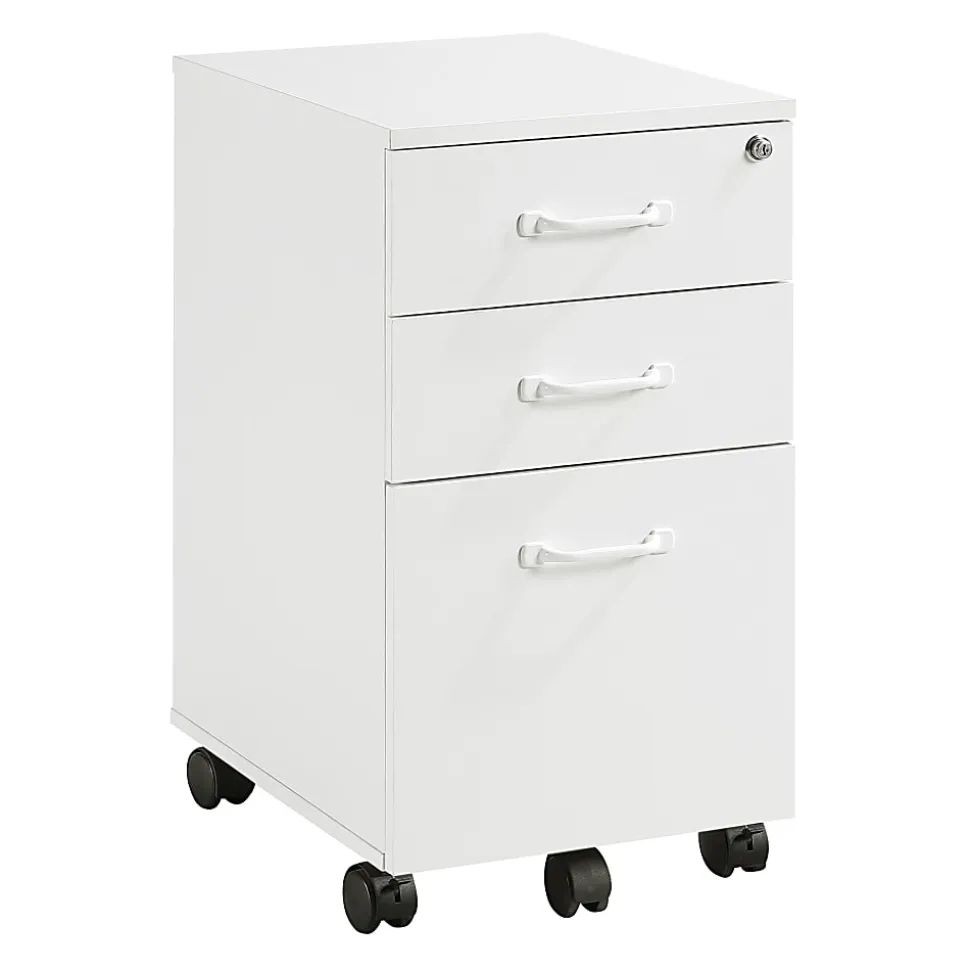 Office Star Prado 18"D Vertical 3-Drawer Mobile File Cabinet, White