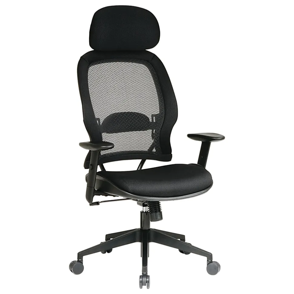 Office Star™ Professional Air Grid™ Mesh High-Back Office Chair With Headrest, Black
