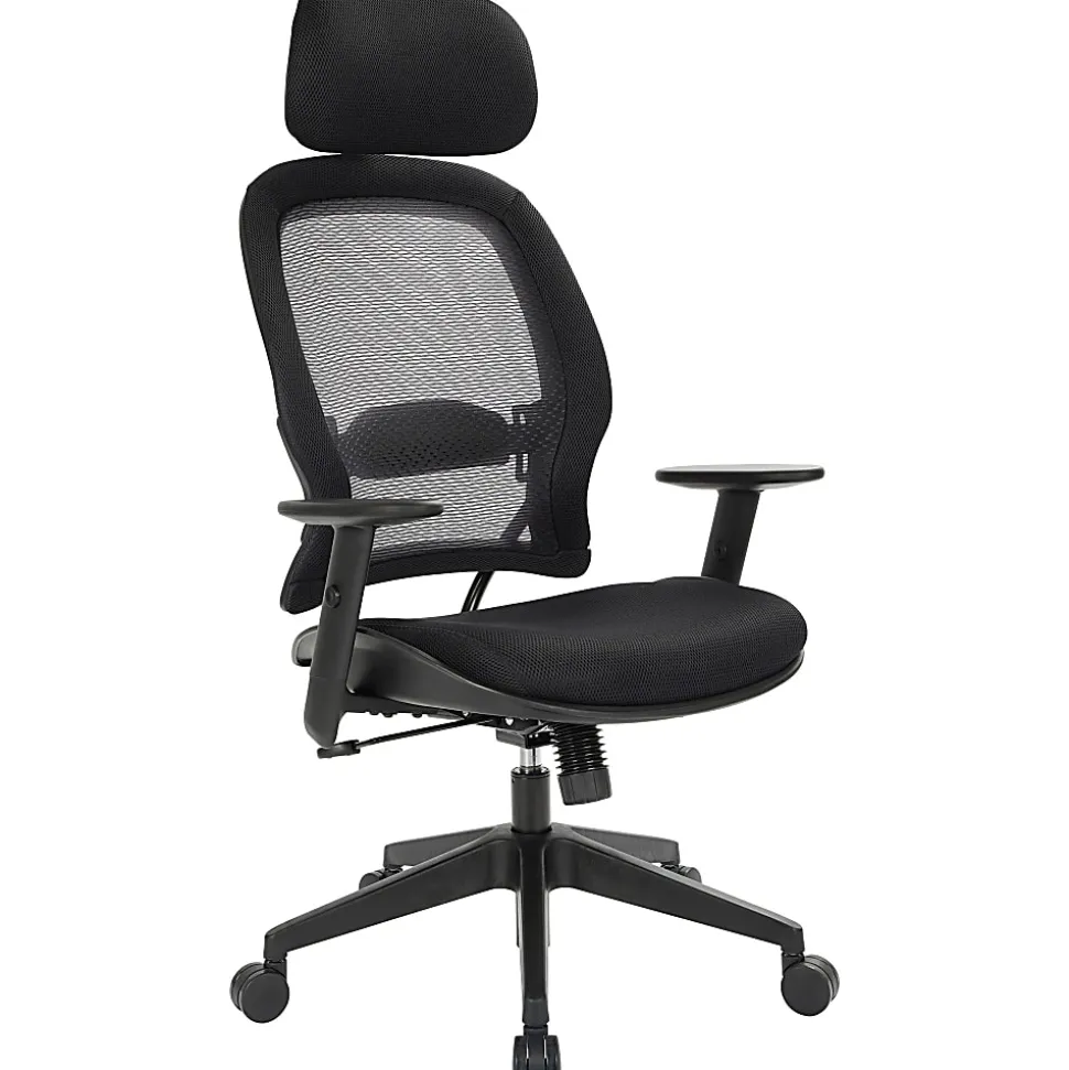 Office Star™ Professional Air Grid™ Mesh High-Back Office Chair With Headrest, Black