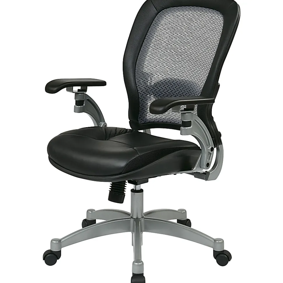 Office Star™ Professional AirGrid Bonded Leather High-Back Chair, Black/Platinum