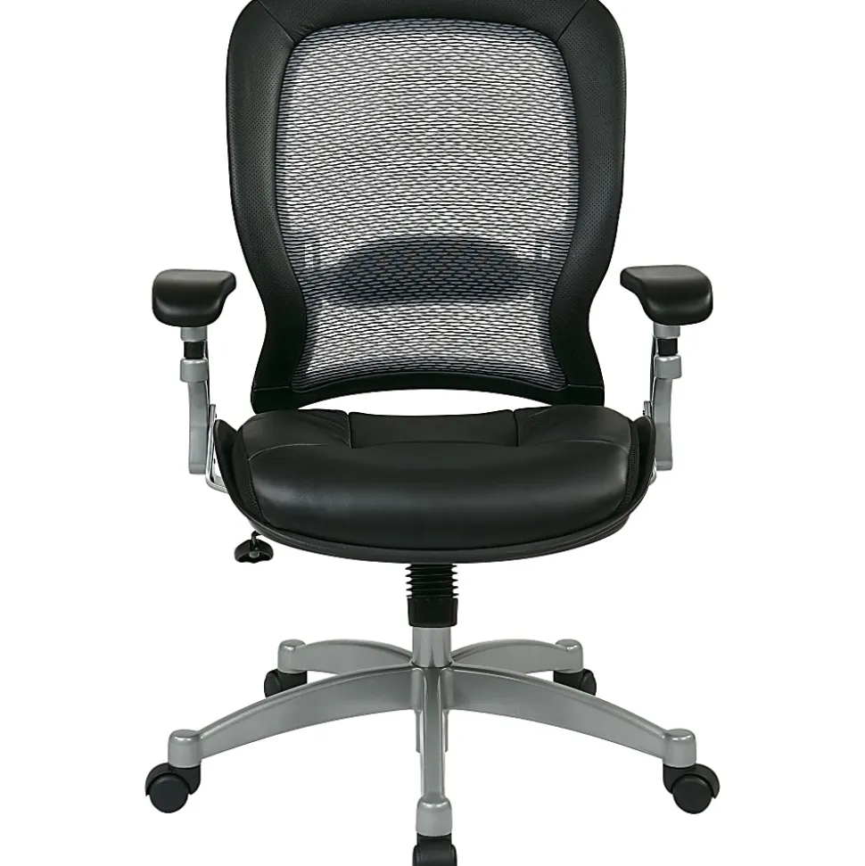 Office Star™ Professional AirGrid Bonded Leather High-Back Chair, Black/Platinum