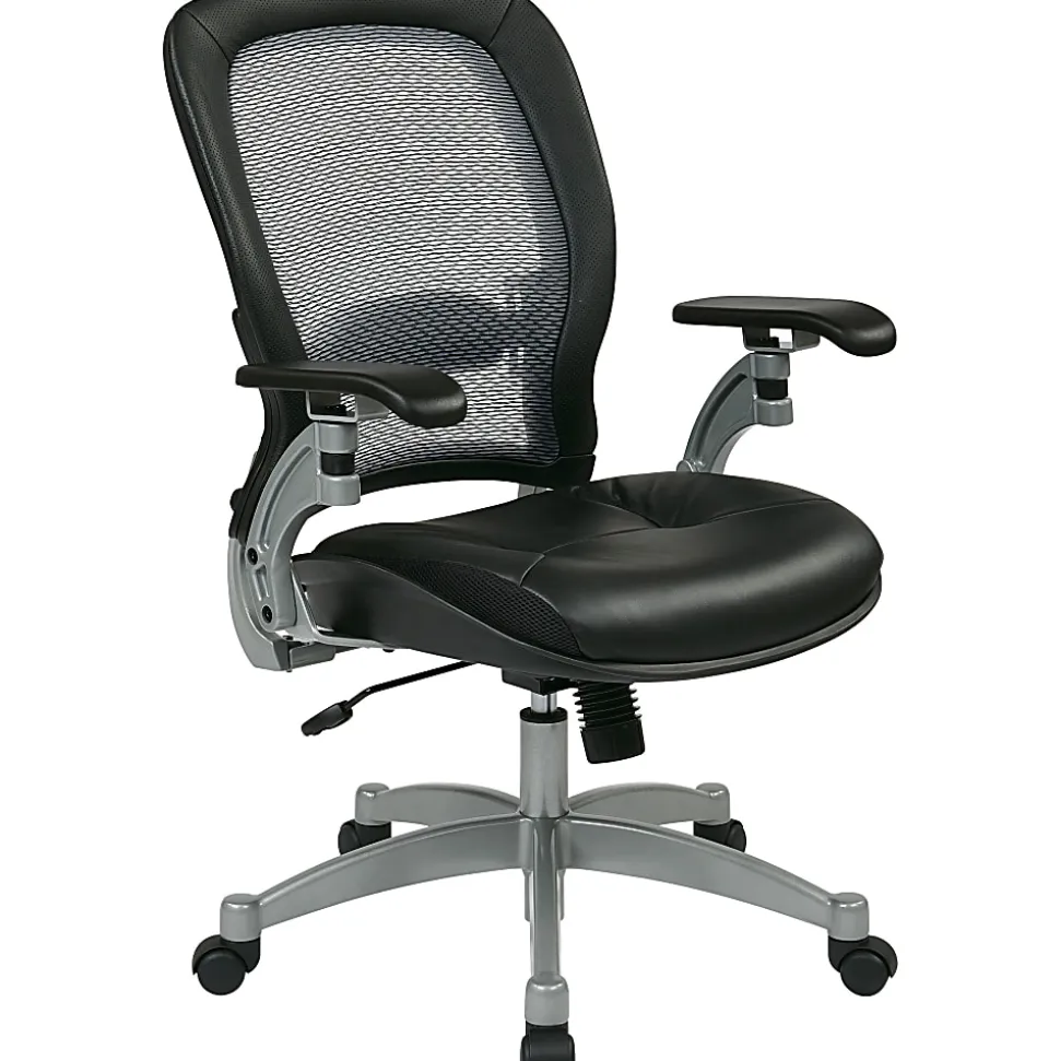 Office Star™ Professional AirGrid Bonded Leather High-Back Chair, Black/Platinum