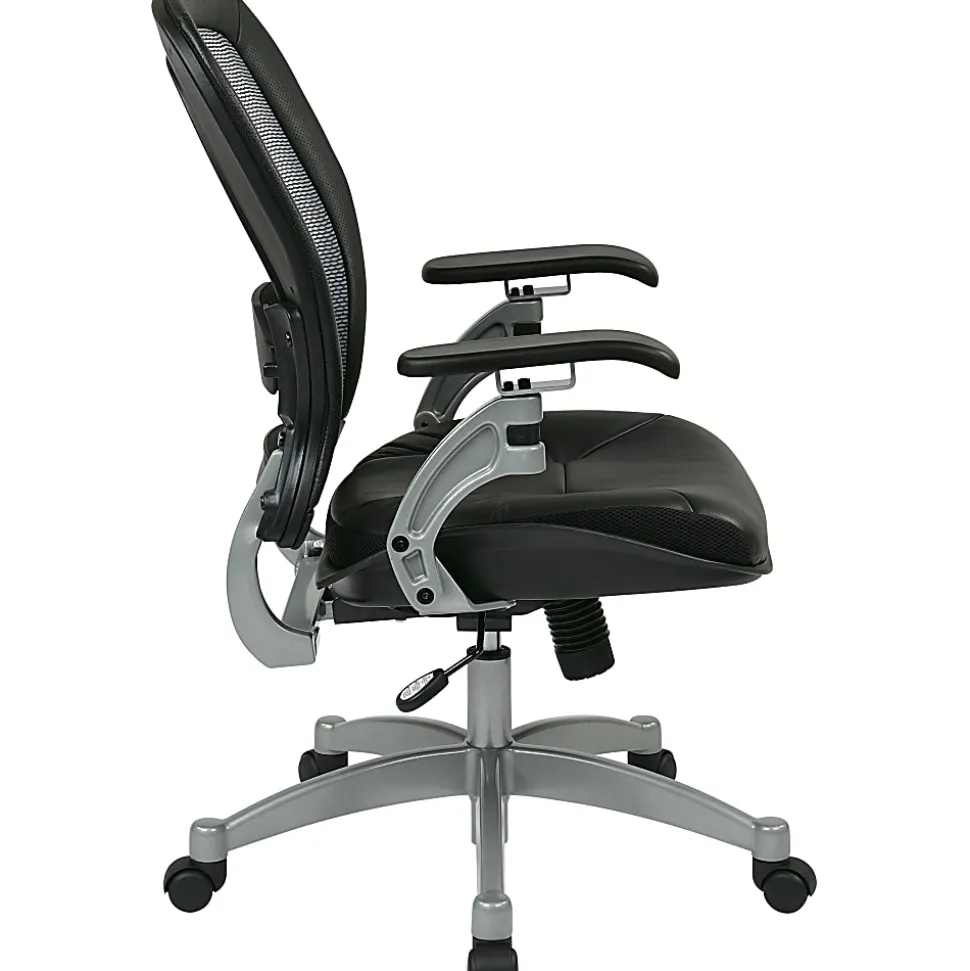 Office Star™ Professional AirGrid Bonded Leather High-Back Chair, Black/Platinum