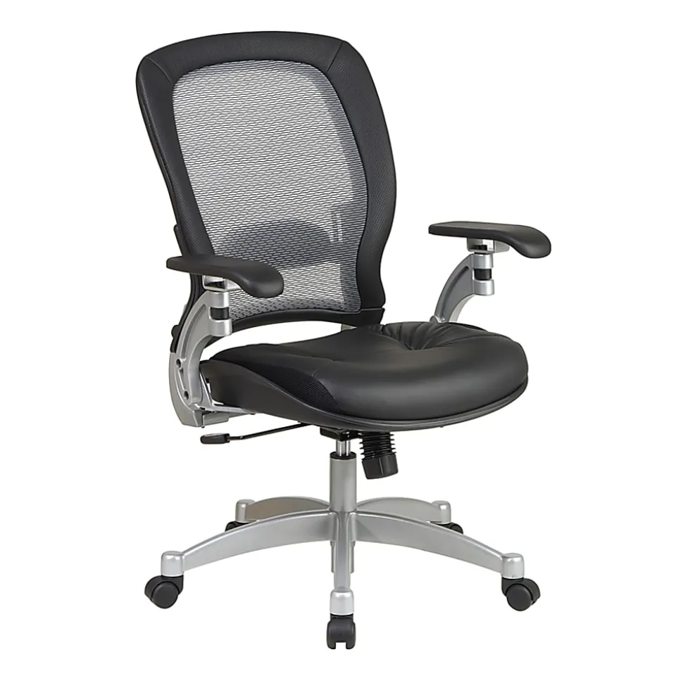 Office Star™ Professional AirGrid Bonded Leather High-Back Chair, Black/Platinum