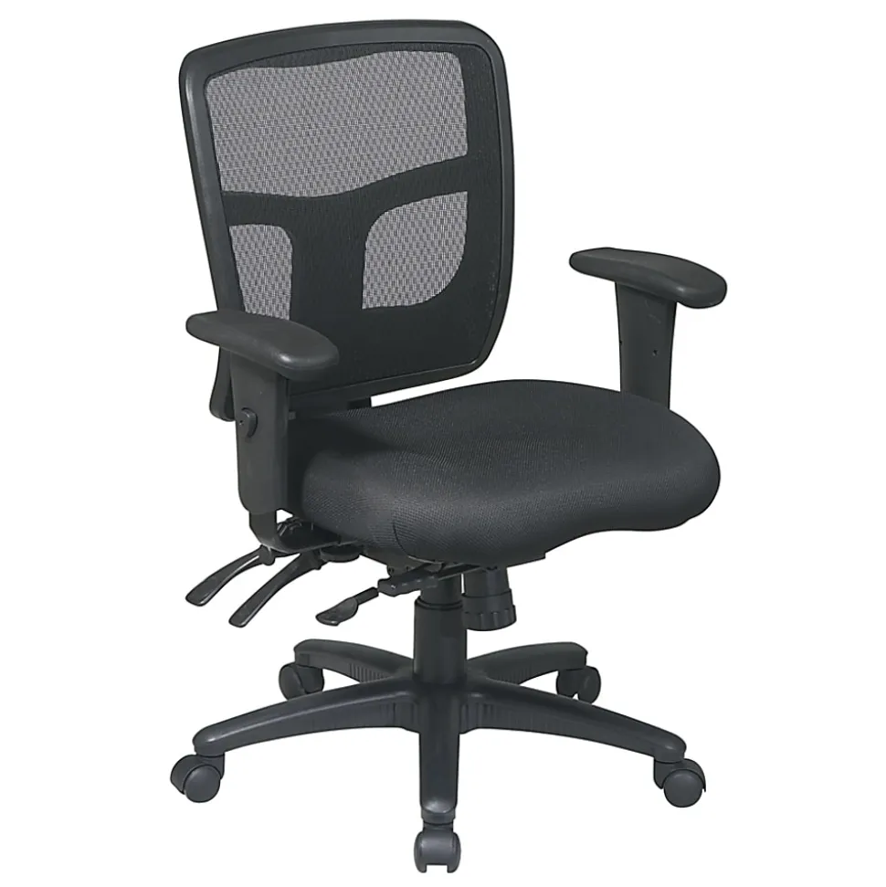 Office Star™ ProGrid Mid-Back Mesh Adjustable Chair, Black
