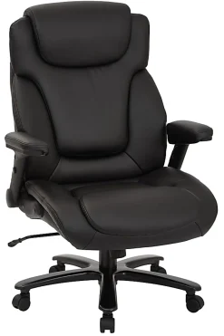 Office Star™ Pro-Line II™ Big & Tall Bonded Leather High-Back Chair With Arms, Black