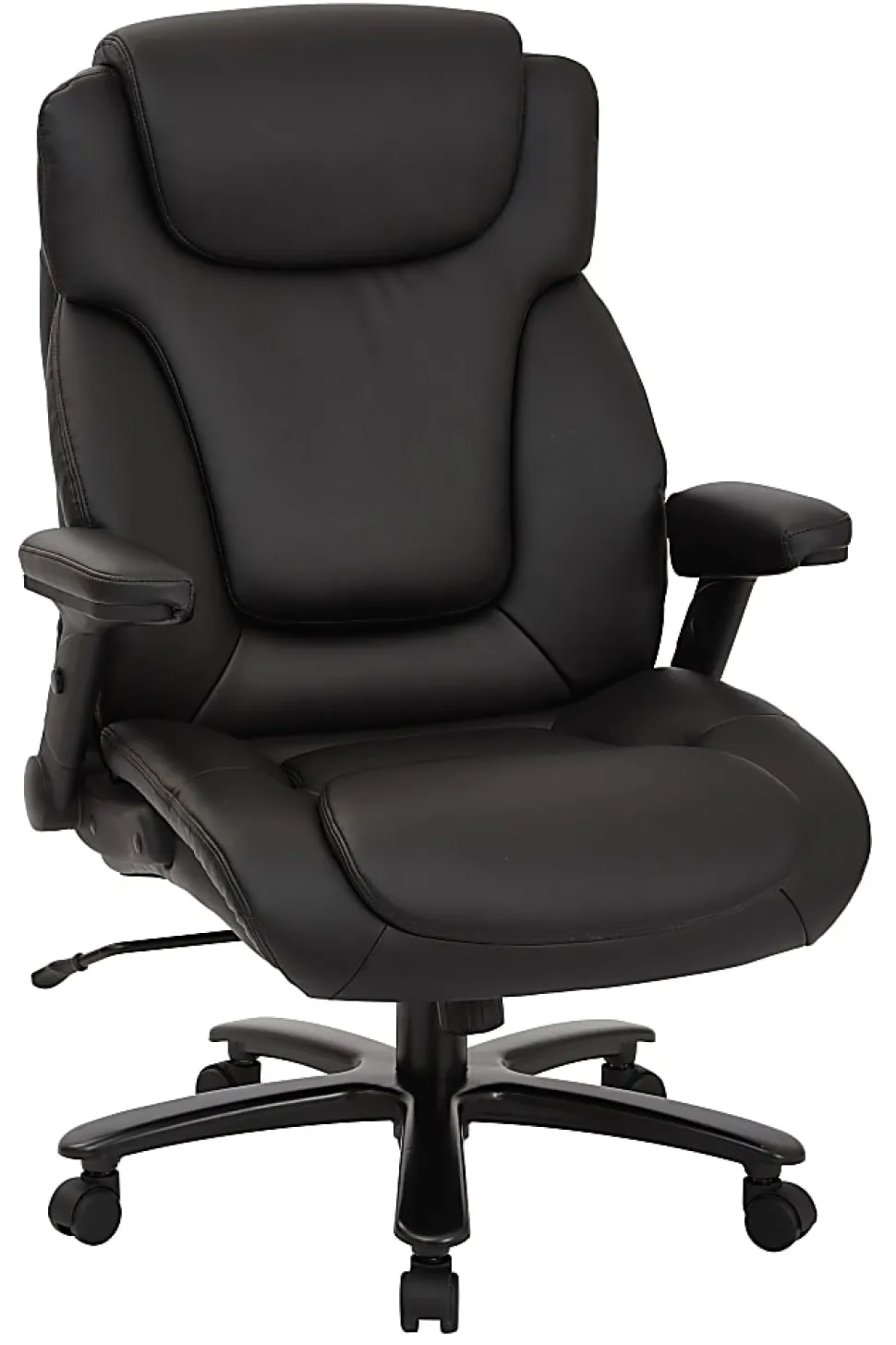 Office Star™ Pro-Line II™ Big & Tall Bonded Leather High-Back Chair With Arms, Black