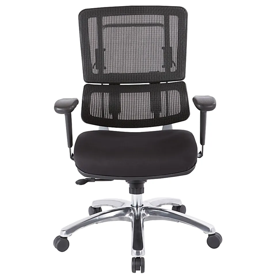 Office Star Pro Line II Pro X996 Vertical Mesh High Back Chair, Black/Coal Black FreeFlex /Polished Aluminum