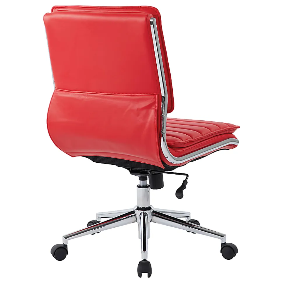Office Star™ Pro-Line II™ SPX Armless Bonded Leather Mid-Back Chair, Red/Chrome