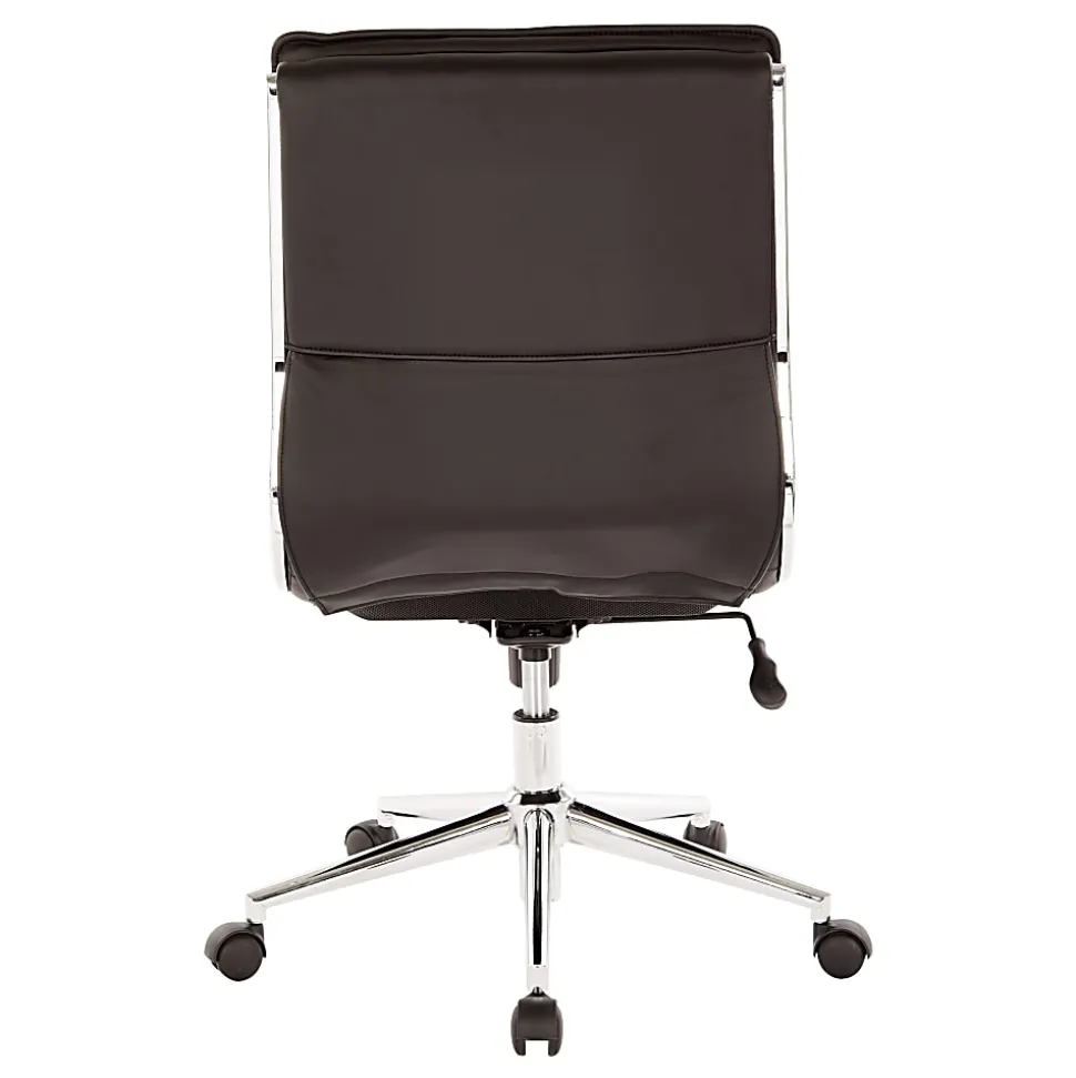 Office Star™ Pro-Line II™ SPX Armless Bonded Leather Mid-Back Chair, Black/Chrome