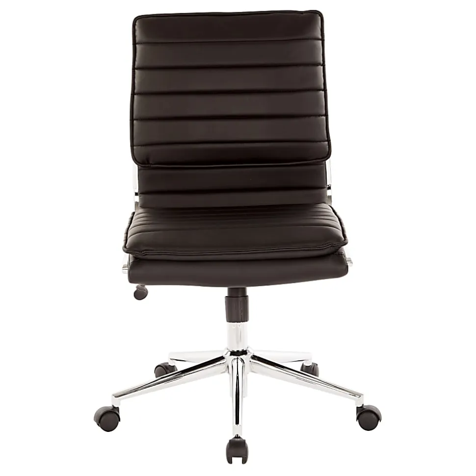 Office Star™ Pro-Line II™ SPX Armless Bonded Leather Mid-Back Chair, Black/Chrome