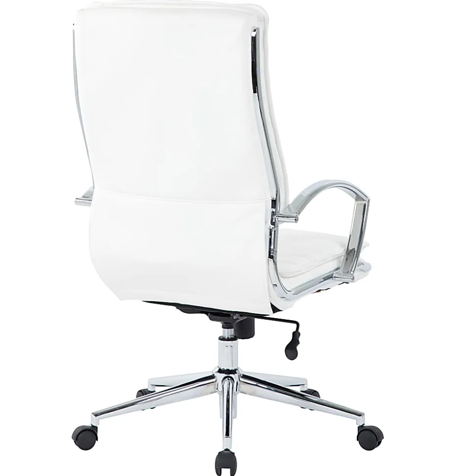 Office Star™ Pro-Line II™ SPX Bonded Leather High-Back Chair, White/Chrome