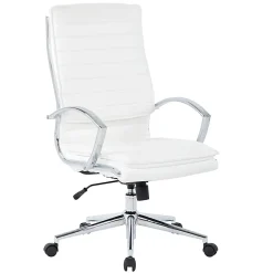 Office Star™ Pro-Line II™ SPX Bonded Leather High-Back Chair, White/Chrome