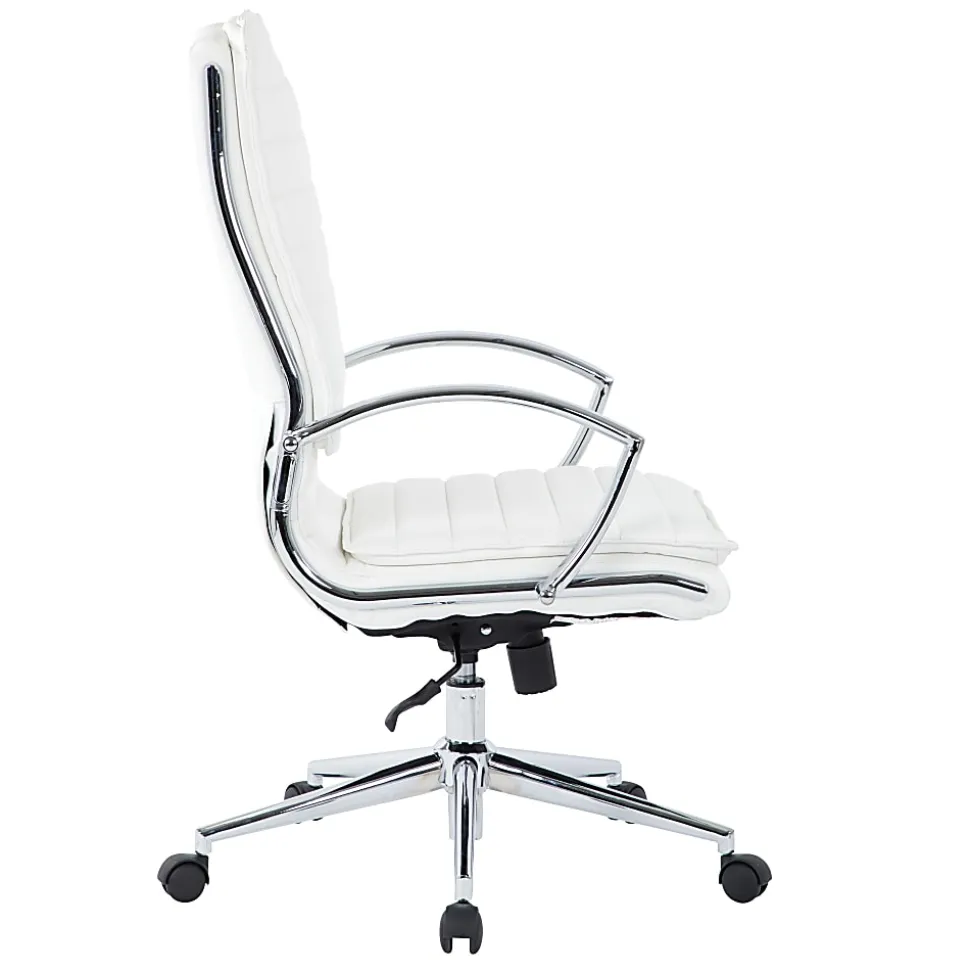 Office Star™ Pro-Line II™ SPX Bonded Leather High-Back Chair, White/Chrome
