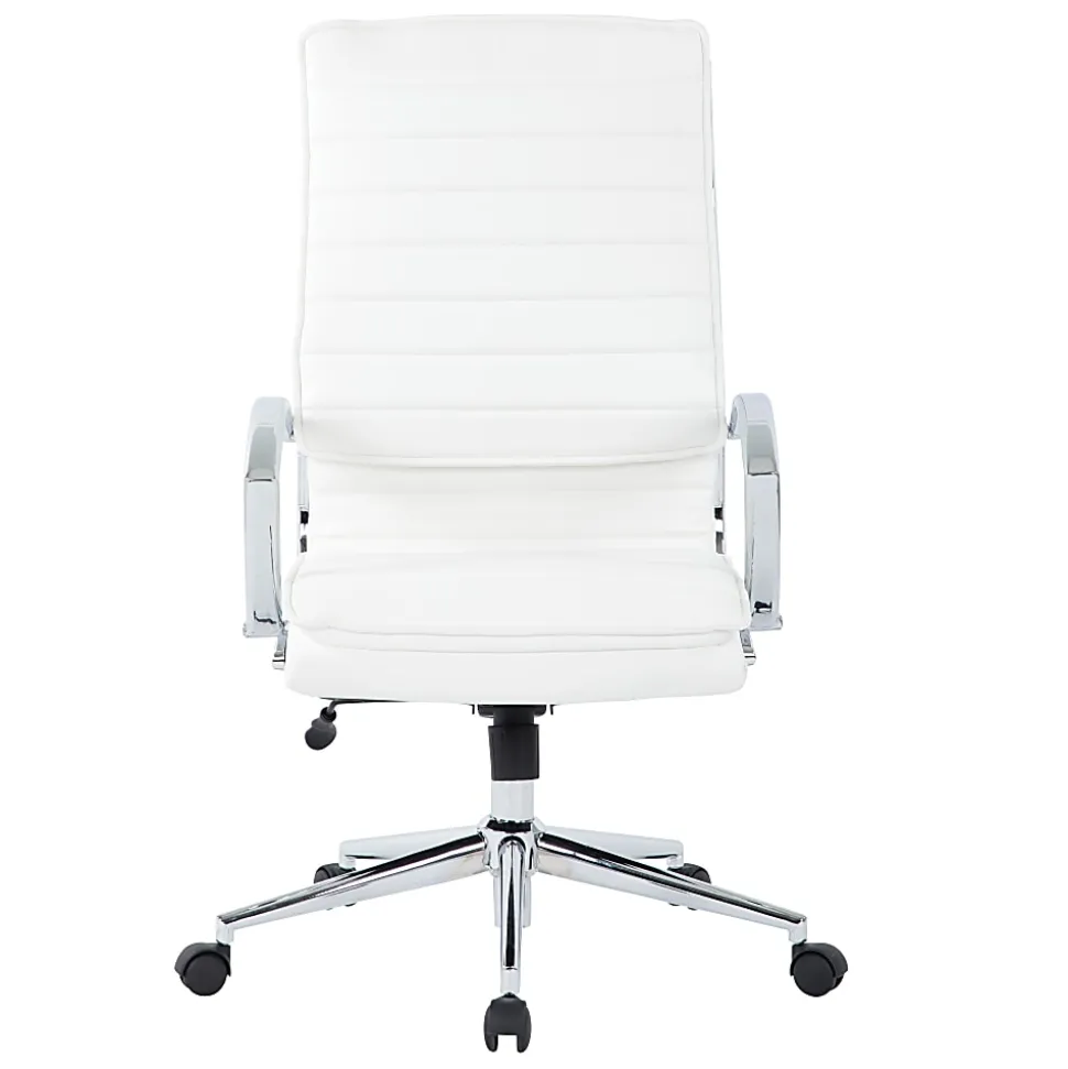 Office Star™ Pro-Line II™ SPX Bonded Leather High-Back Chair, White/Chrome