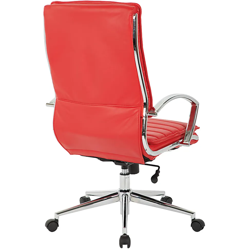 Office Star™ Pro-Line II™ SPX Bonded Leather High-Back Chair, Red/Chrome