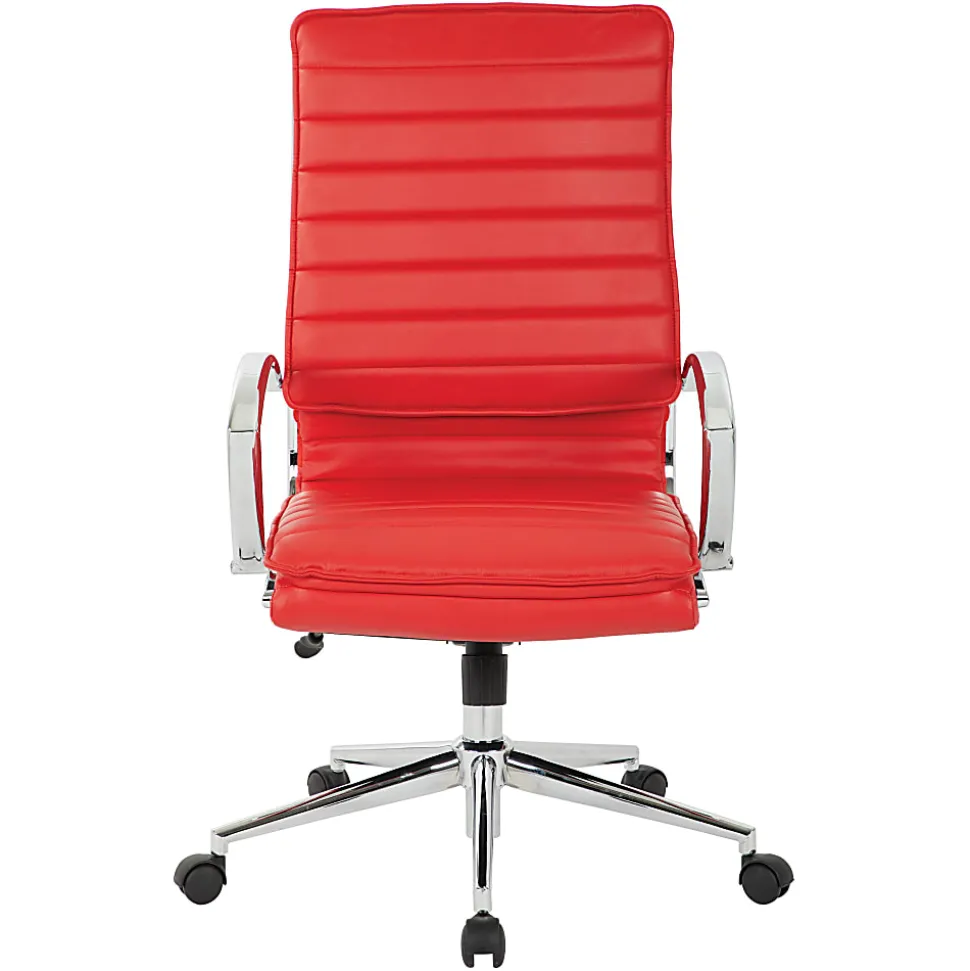 Office Star™ Pro-Line II™ SPX Bonded Leather High-Back Chair, Red/Chrome