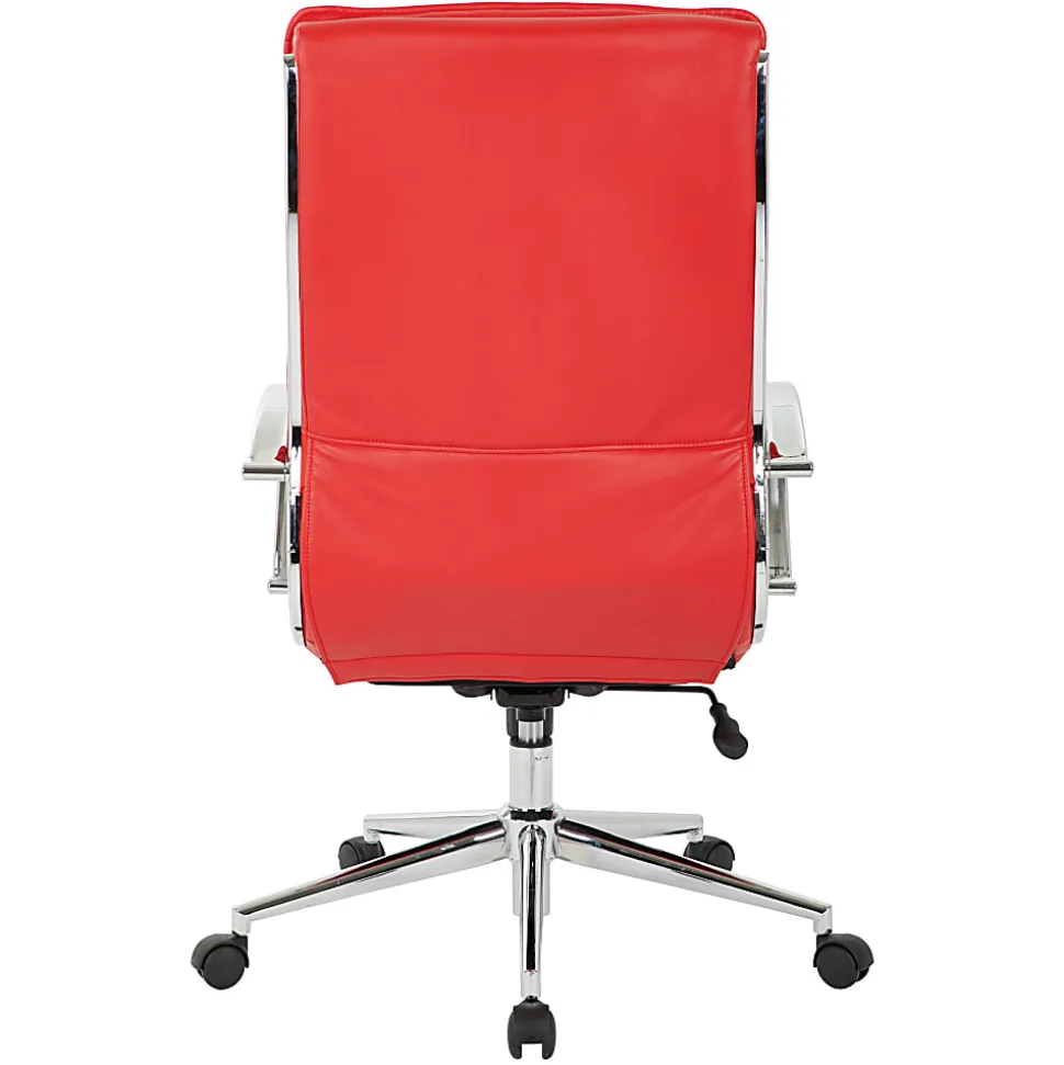 Office Star™ Pro-Line II™ SPX Bonded Leather High-Back Chair, Red/Chrome