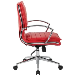 Office Star™ Pro-Line II™ SPX Bonded Leather Mid-Back Chair, Red/Chrome