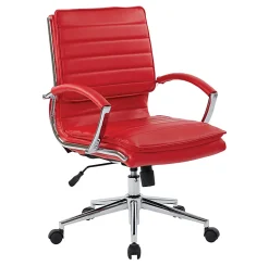 Office Star™ Pro-Line II™ SPX Bonded Leather Mid-Back Chair, Red/Chrome