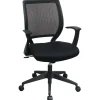 Office Star™ Screen-Back Chair With Fixed Arms, Black