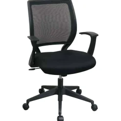 Office Starâ„¢ Screen-Back Chair With Fixed Arms, Black