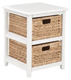 Office Star Seabrook Drawer Storage Unit, 2-Tier, 2 Drawers, 21-1/4” x 16-1/2”, White/Natural