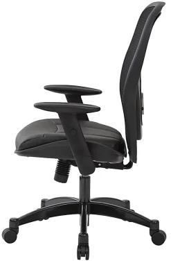 Office Starâ„¢ Space Seating Bonded Leather/Mesh High-Back Chair, Black/Gunmetal