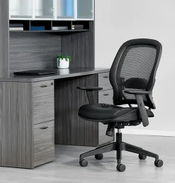 Office Starâ„¢ Space 57 Series Dark Air Grid Back Ergonomic Mesh High-Back Managers Office Chair, Black