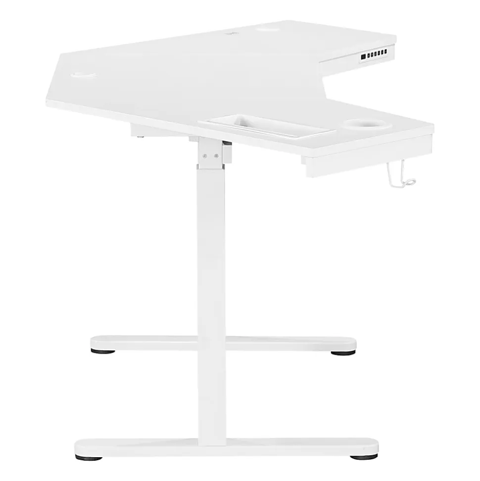 Office Star Stealth Sit-to-Stand Electric 48”W Adjustable Height Corner Standing Desk, White