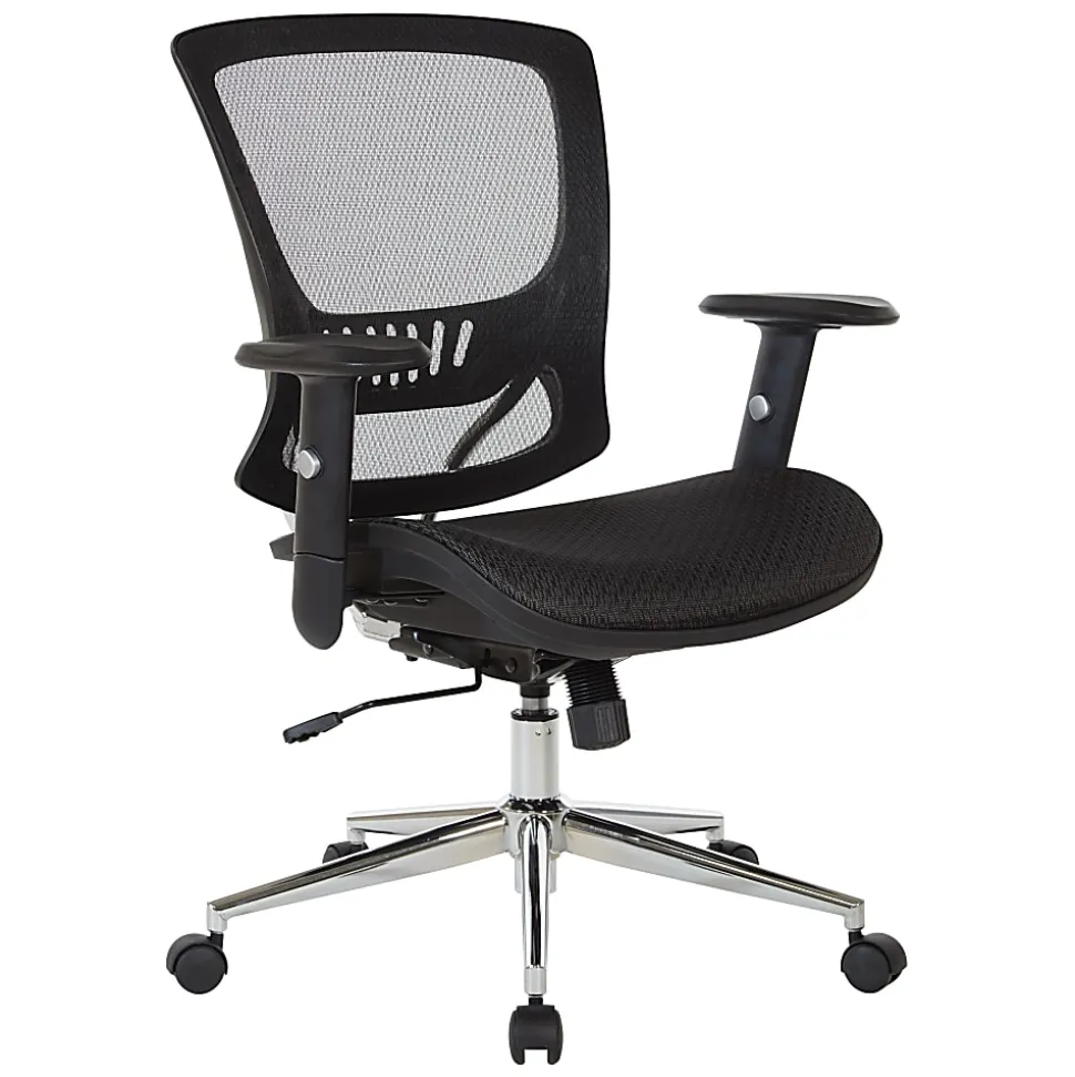 Office Star™ Ventilated Seating Ergonomic Mesh Mid-Back Manager’s Chair, Black/Chrome